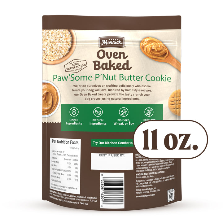 Merrick Oven Baked Pawsome Peanut Butter Dog Treat 11 oz back