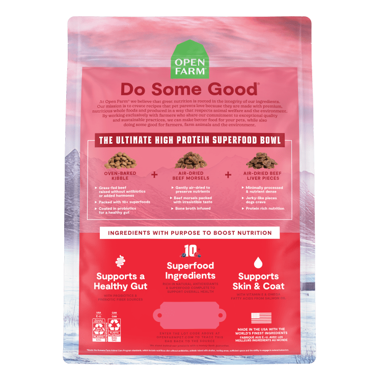 Open Farm Epic Blend Beef Superfood Dog 18LB