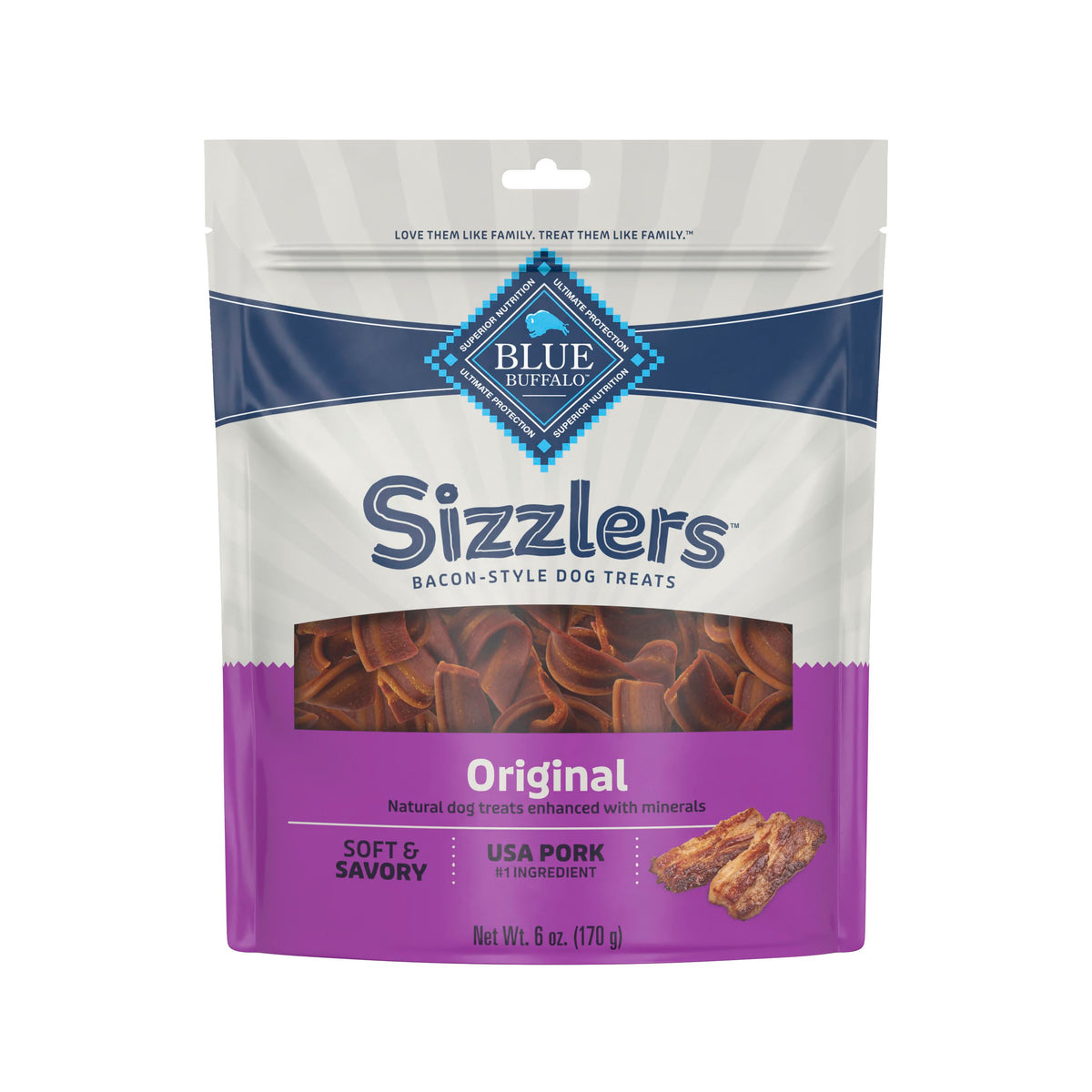 Blue Buffalo Sizzlers Bacon Style Treat 6oz.