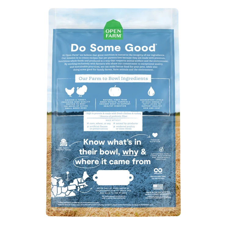 Open Farm Small Breed Chicken Turkey Ancient Grains Dry Dog Food 4 lb