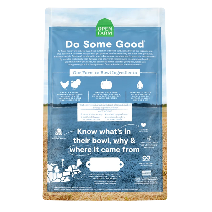 Open Farm Small Breed Chicken Turkey Ancient Grains Dry Dog Food 4 lb