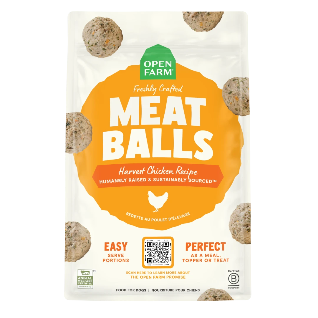 Open Farm Frozen Meatballs Harvest Chicken Dog 36 oz