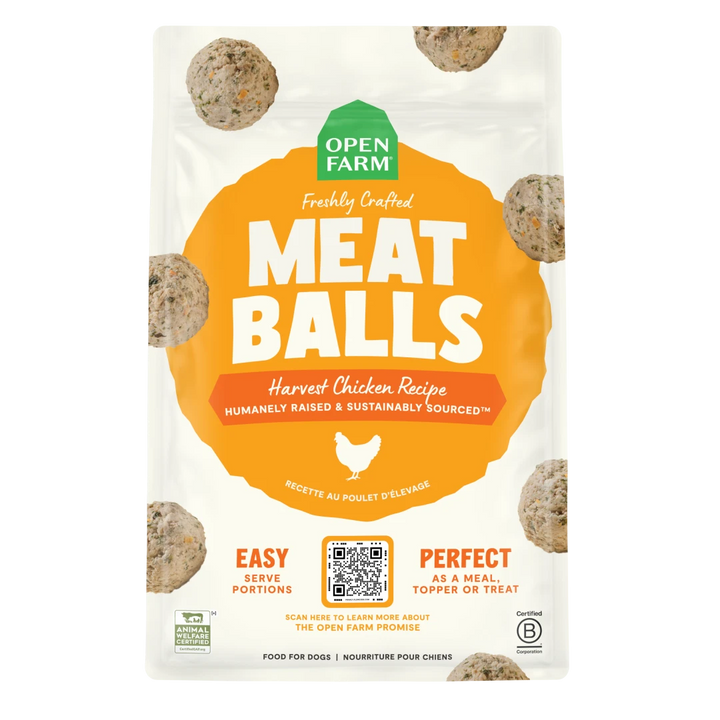 Open Farm Frozen Meatballs Harvest Chicken Dog 36 oz