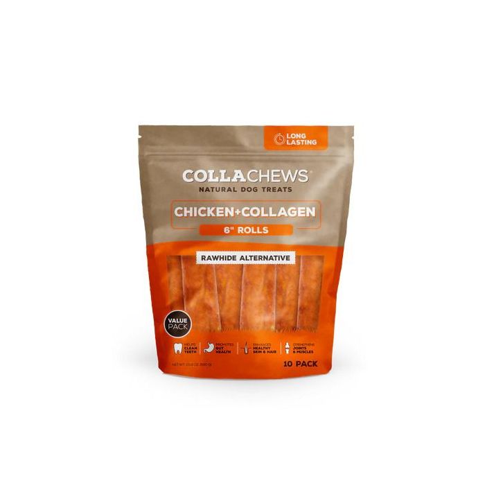 CollaChews 6in Chicken Collagen Rolls 10 Pack Bag