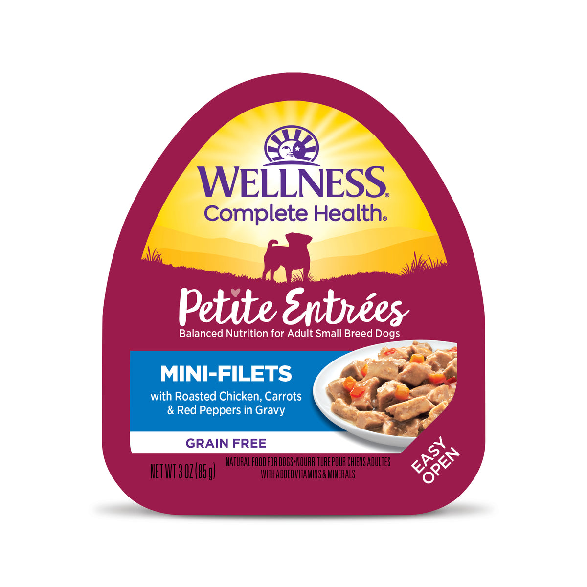 Wellness Petite Entrées Mini-Filets With Roasted Chicken, Carrots & Red Peppers in Gravy, 3-Ounce Cup (Pack of 12)