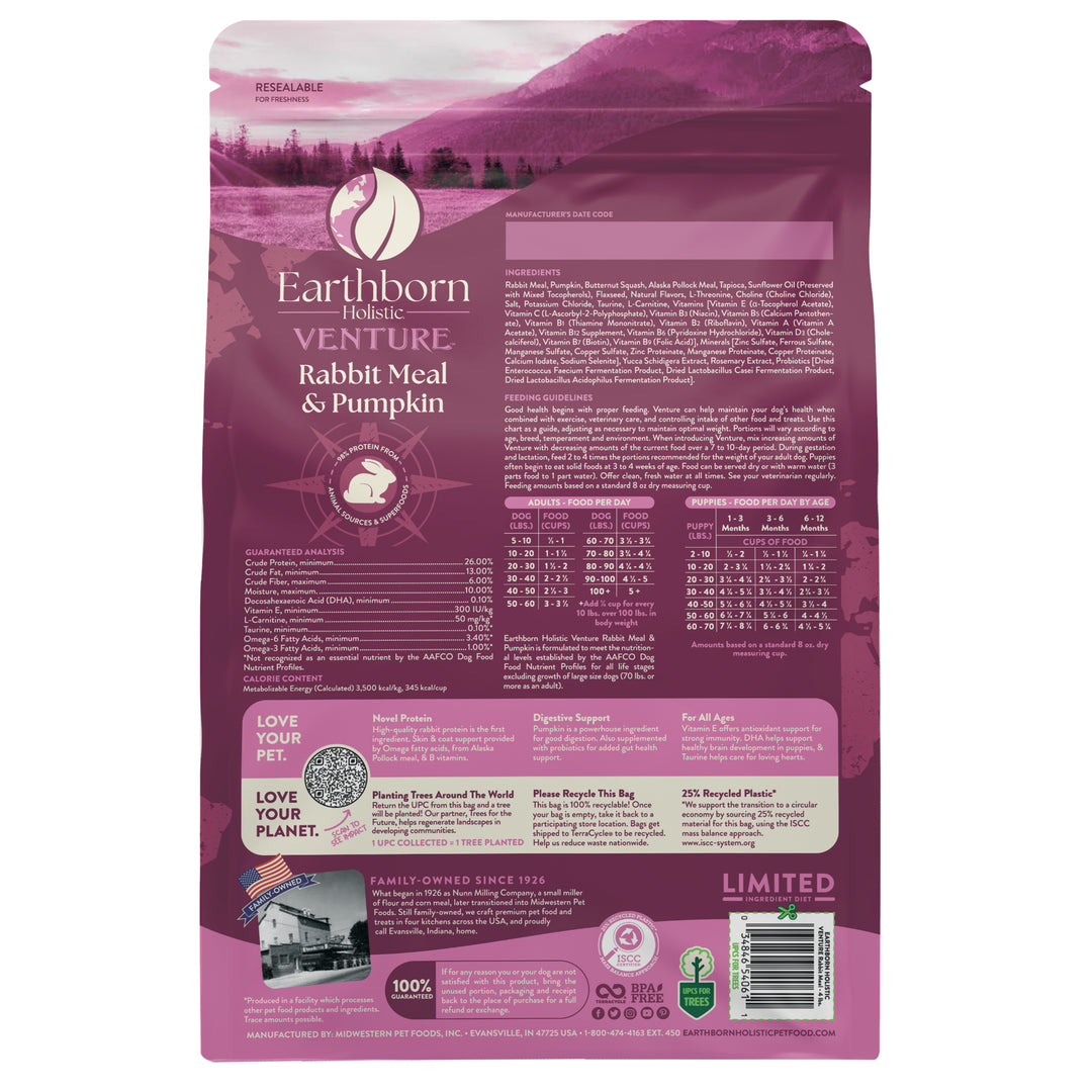 Earthborn Holistic Venture Rabbit Meal &amp; Pumpkin