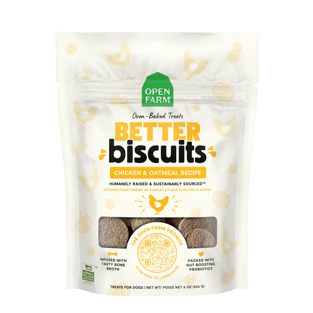 Open Farm Dog Treat Better Biscuits Chicken Oatmeal 8 oz