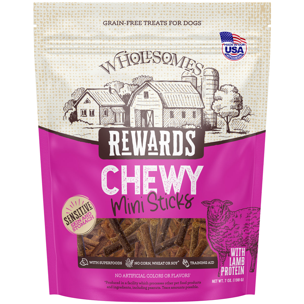 Wholesomes Rewards Chewy Lamb Mini Sticks