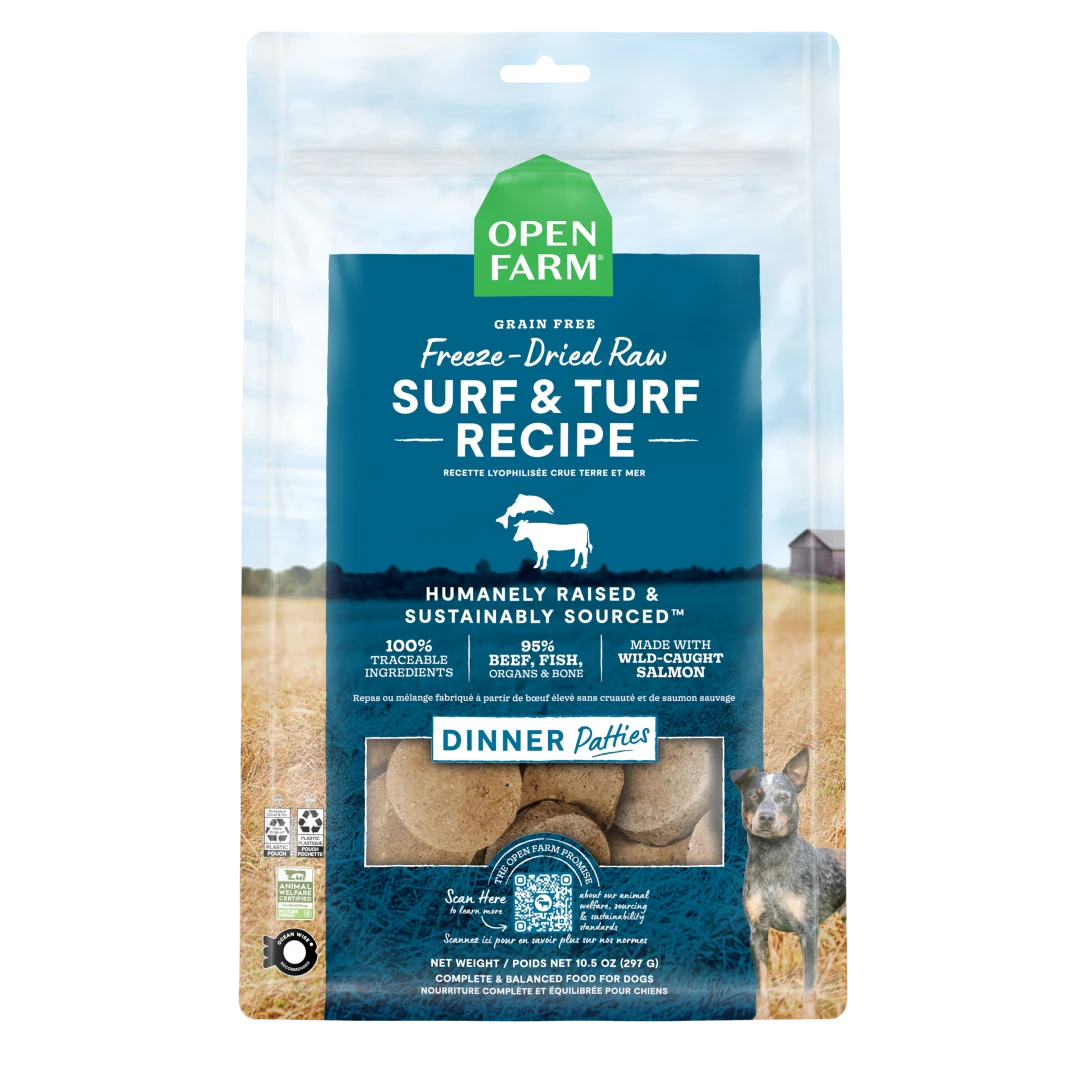 Open Farm Surf  Turf Freeze Dried Raw Patties Dog Food 17.5 oz