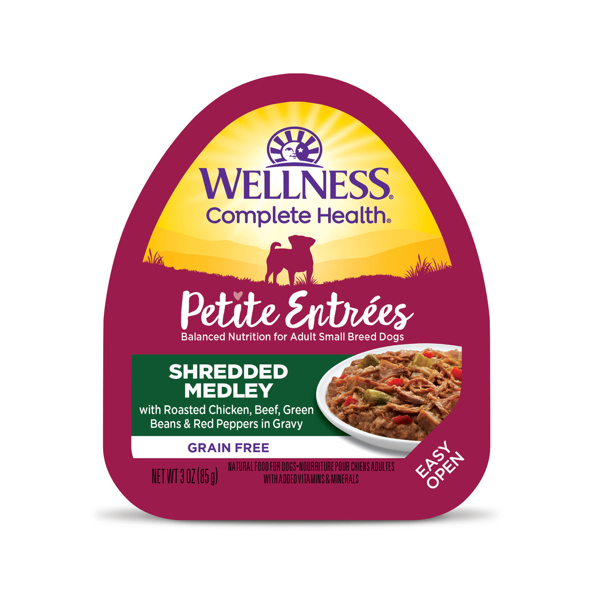 Wellness Petite Entrées Shredded Medley With Roasted Chicken, Beef, Green Beans & Red Peppers, 3-Ounce Cup (Pack of 12)