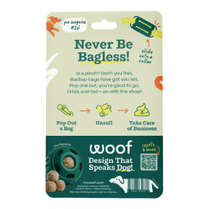 Woof Dog Waste Poomergency Poop Bag Green