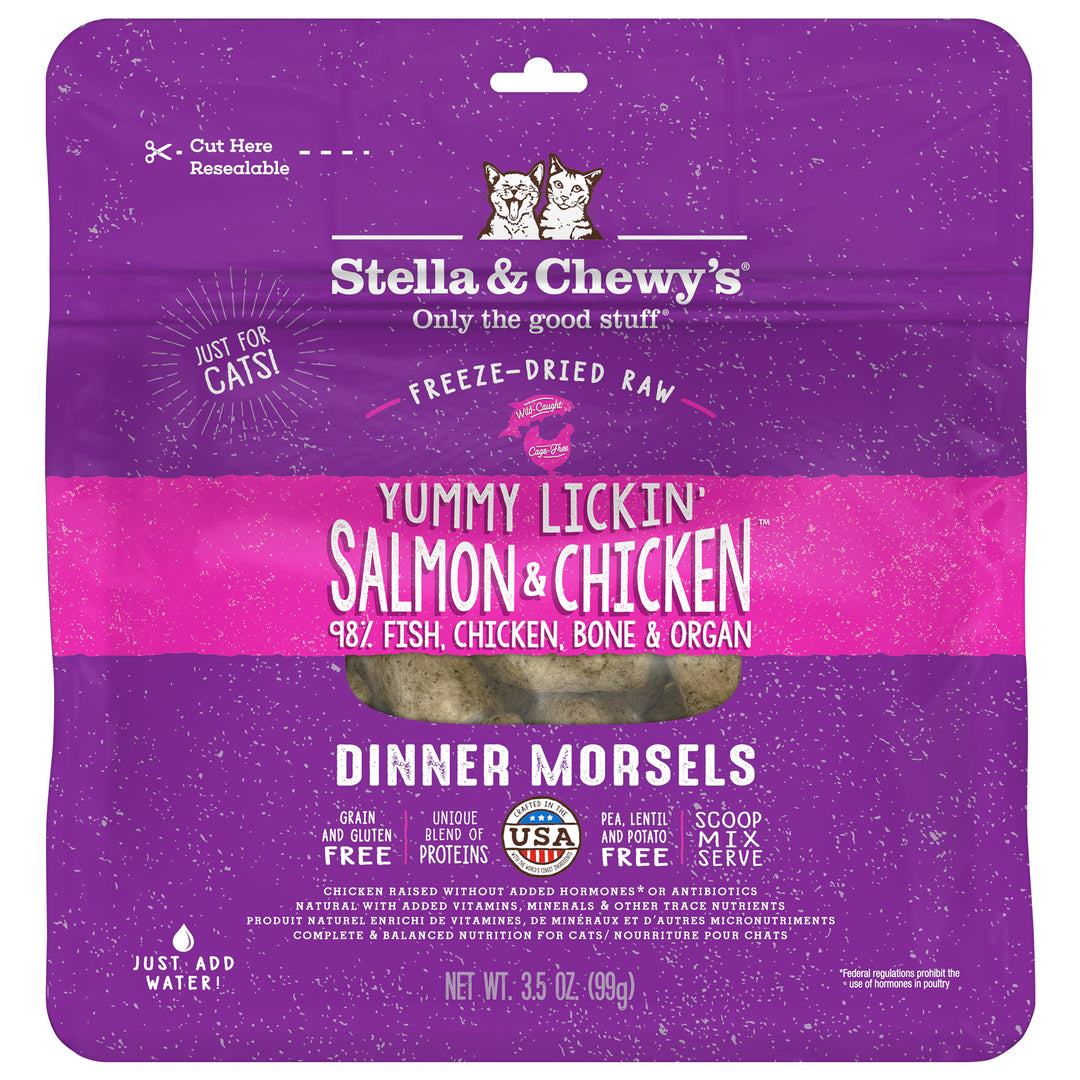 Freeze-Dried Yummy Lickin Salmon &amp; Chicken Morsels - 3.5 oz