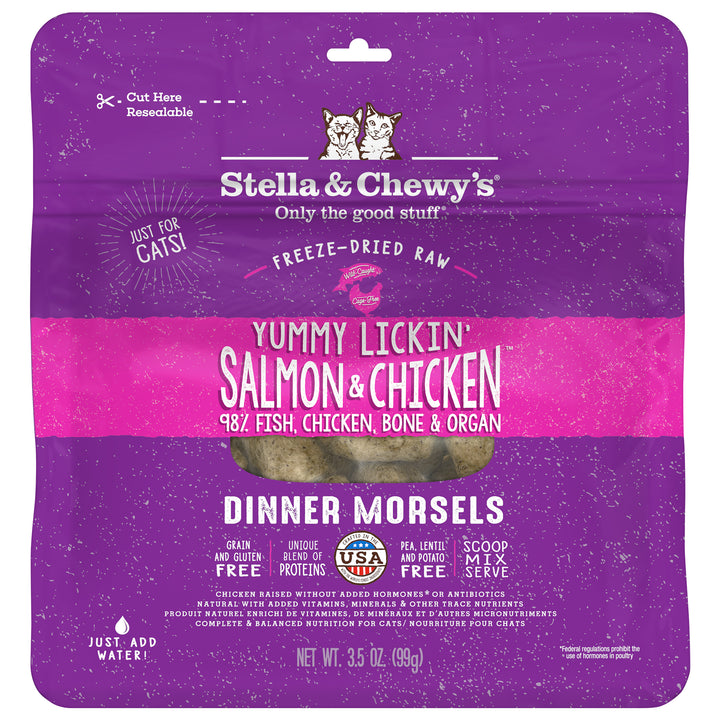 Freeze-Dried Yummy Lickin Salmon &amp; Chicken Morsels - 3.5 oz