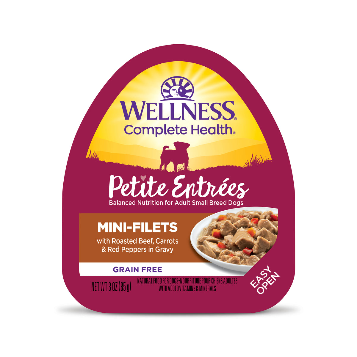 Wellness Petite Entrées Mini-Filets With Roasted Beef, Carrots & Red Peppers in Gravy, 3-Ounce Cup (Pack of 12)