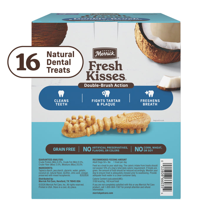 Merrick Fresh Kisses Large Coconut Oil/Botanical 16ct Box back