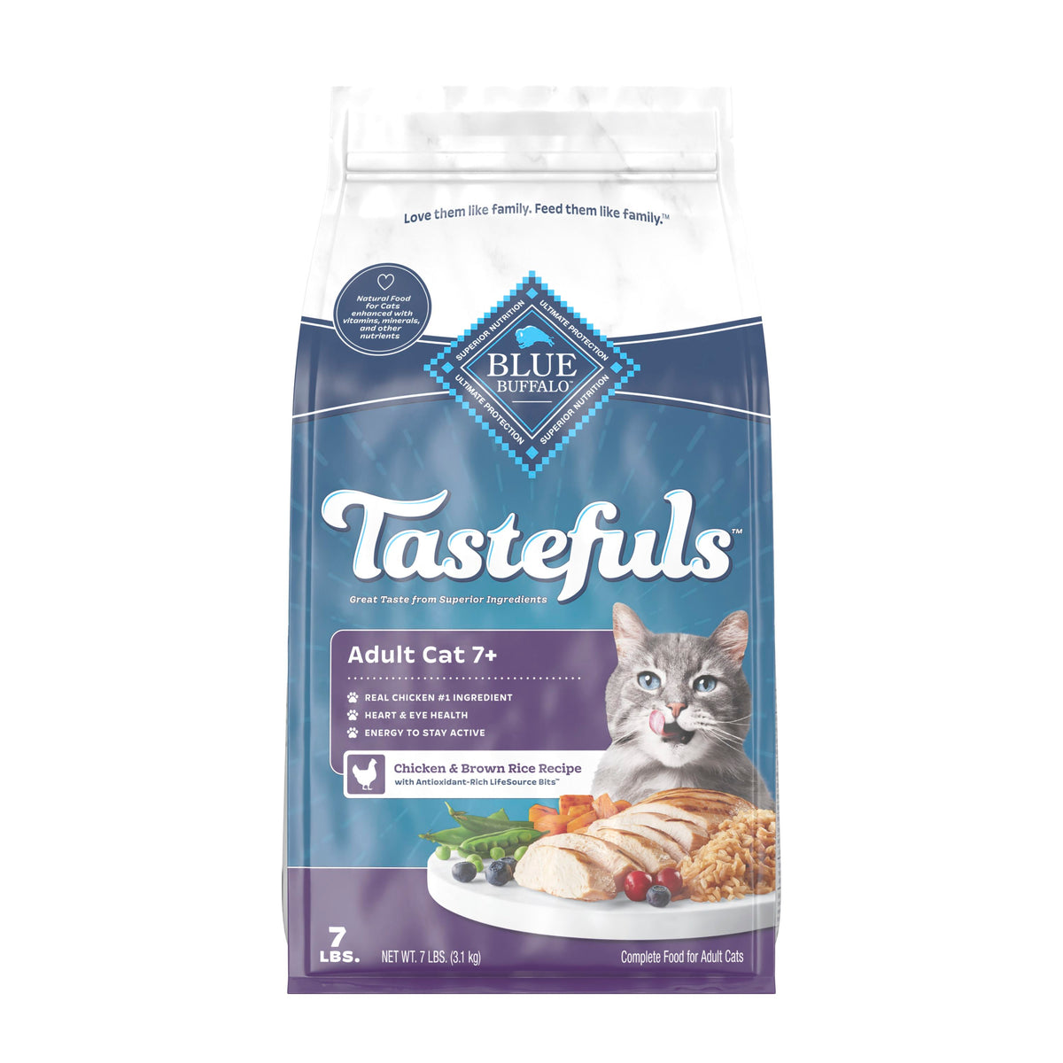 Blue Buffalo Mature Chicken Brown Rice Cat 7 lb****