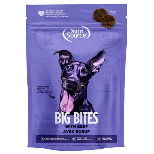 NutriSource Dog Treat Big Bites GF Beef 14 oz
