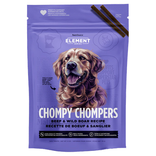 NutriSource Dog Treat Element Chompy Chompers Beef Wild Boar 6 oz