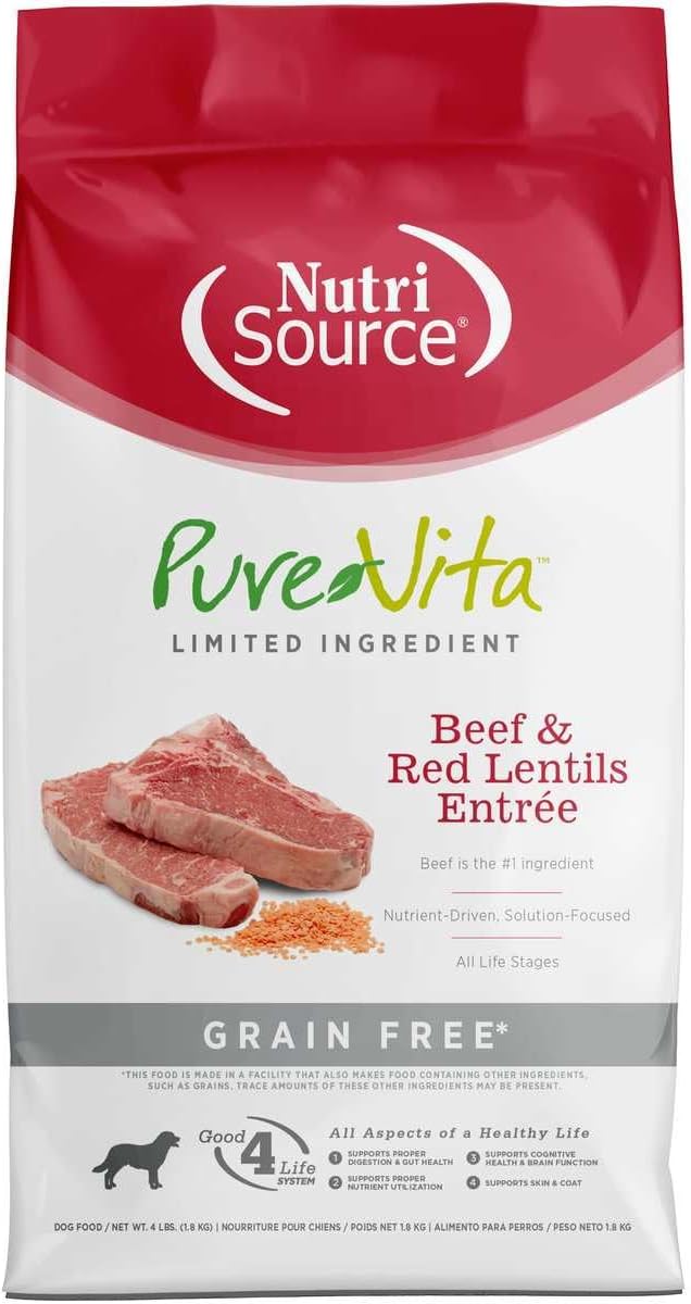 Pure Vita Dog Dry GF Beef Red Lentil 4LB