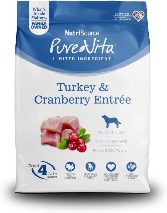 Pure Vita Dog Dry Turkey Cranberry 12LB