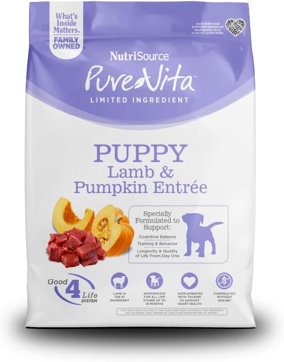Pure Vita Grain Free Lamb Pumpkin Puppy Food 25LB