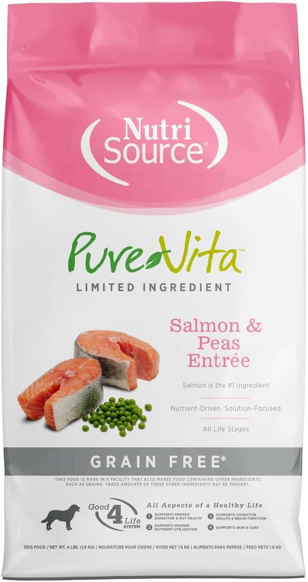 Pure Vita Dog Dry GF Salmon Peas 4Lb