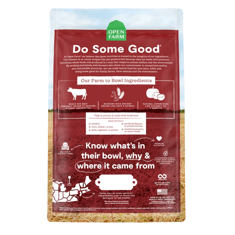 Open Farm Grass Fed Beef with Ancient Grains 22lb
