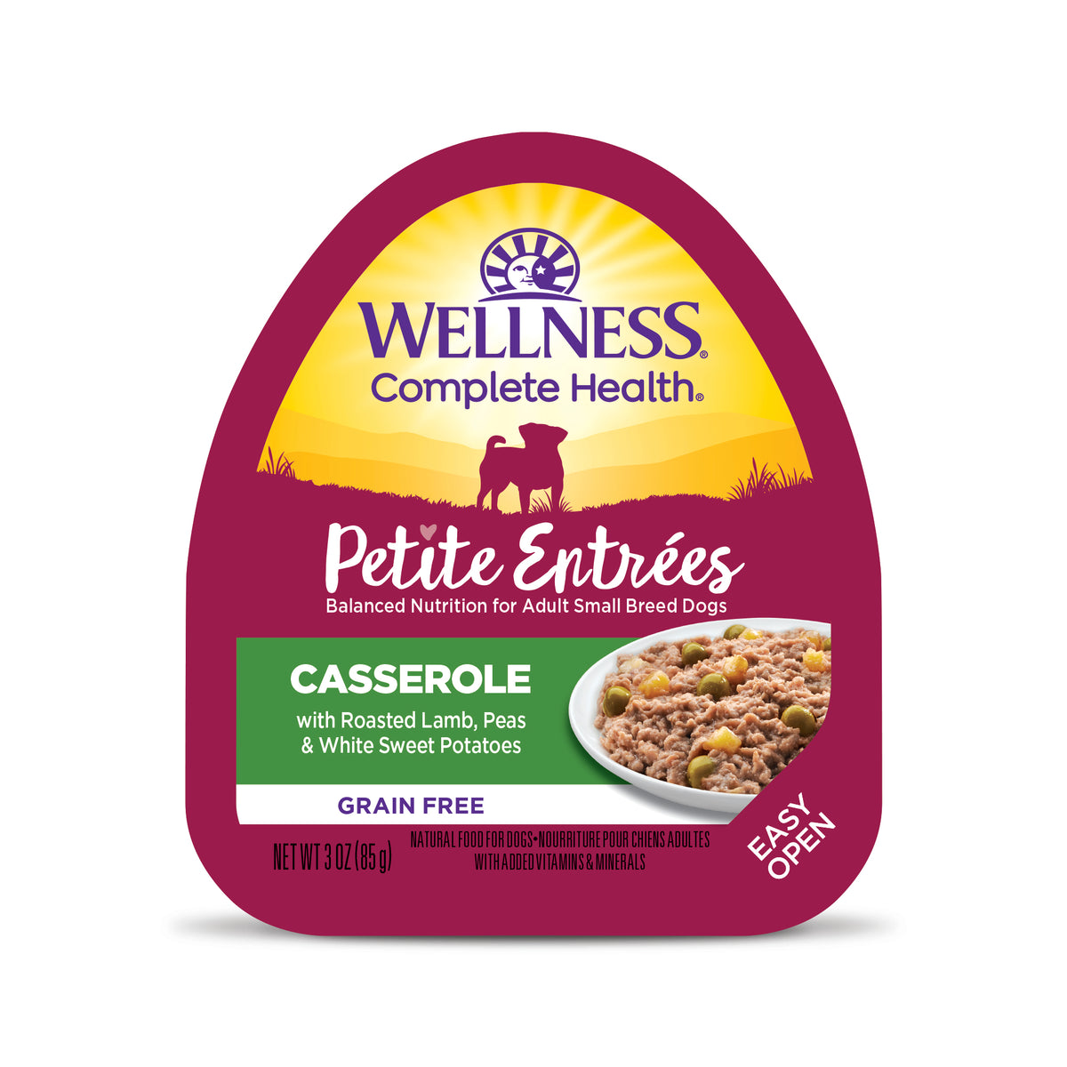 Wellness Petite Entrées Casserole With Roasted Lamb, Peas & White Sweet Potatoes, 3-Ounce Cup (Pack of 12)