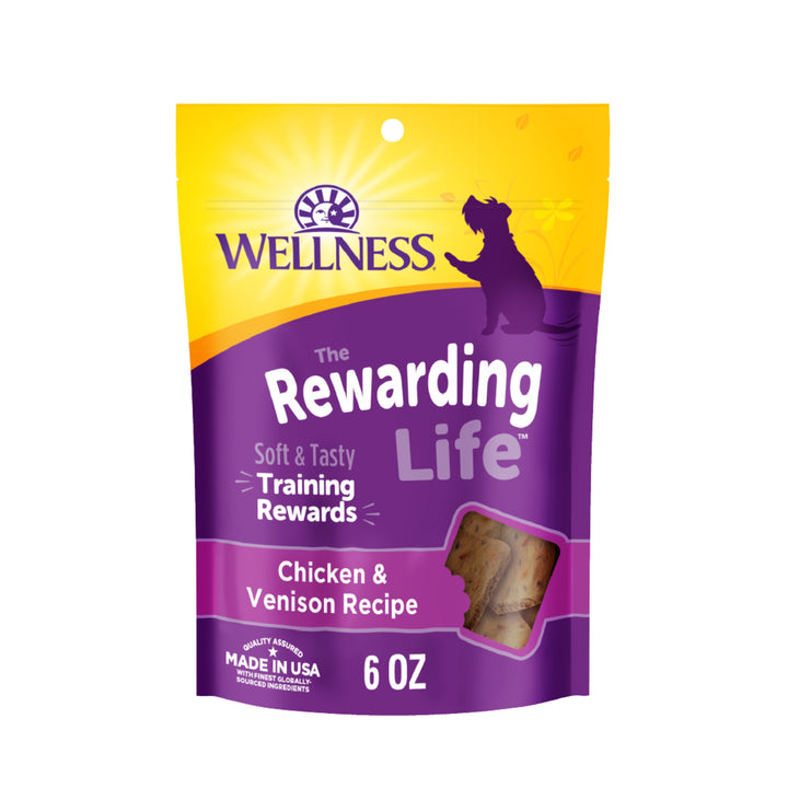 Wellness Rewarding Life Dog Treats, Natural, Training Treat, Grain Free, Soft Chicken &amp; Venison (6 Ounce bag)