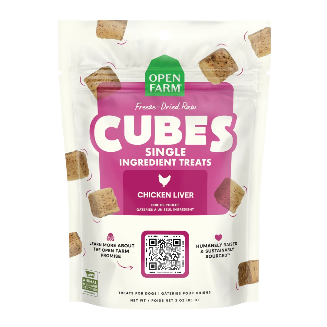 Open Farm Dog Treat FD Raw Chicken Liver Cubes 3 oz
