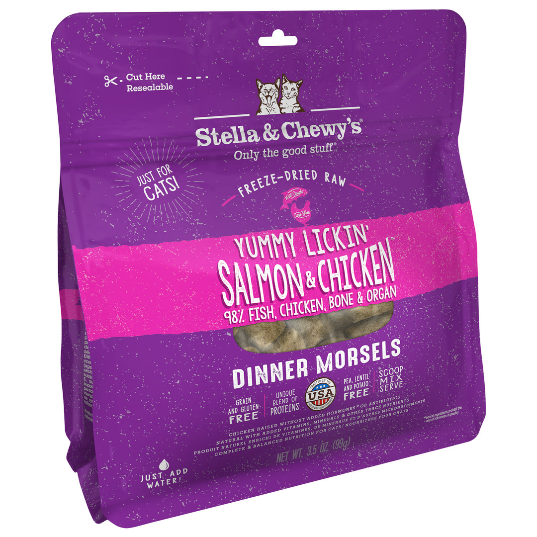 Freeze-Dried Yummy Lickin Salmon &amp; Chicken Morsels - 3.5 oz