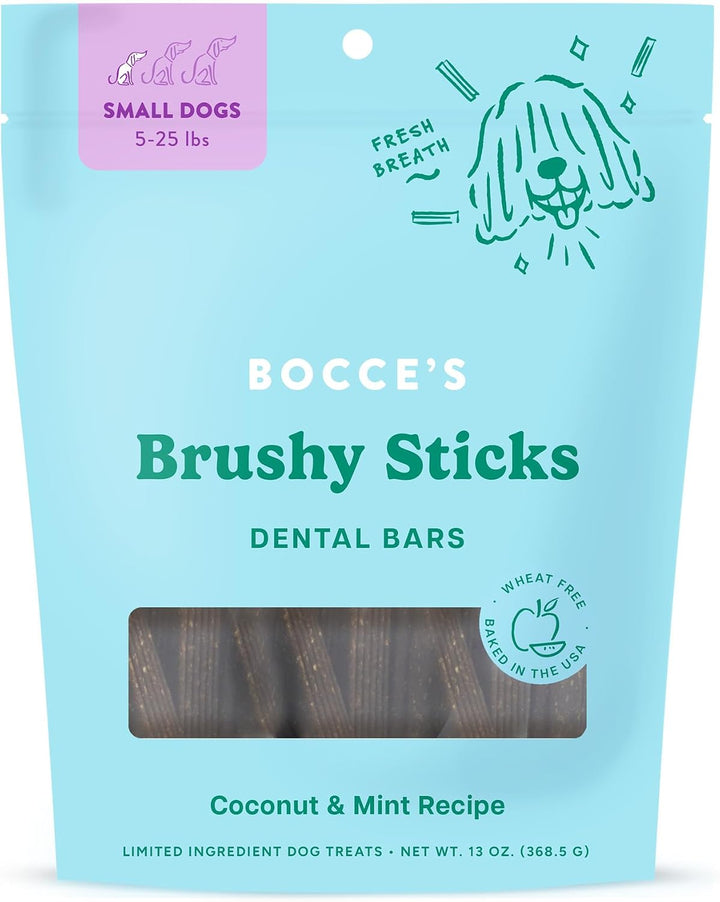 Bocces Dog Treat Dailies Brushy Sticks Small 13 oz