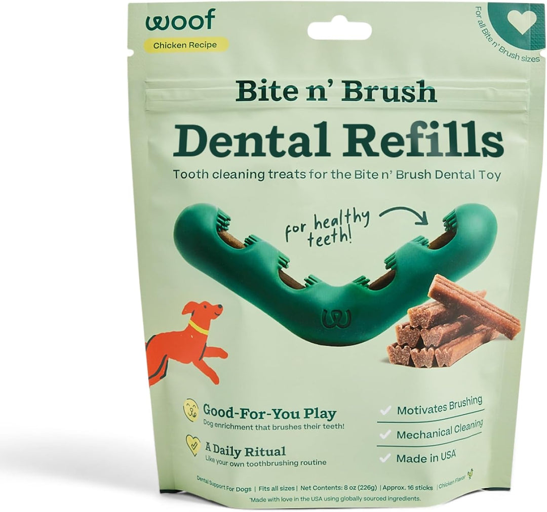 Woof Dog Toy Bite N Brush Dental Refills 18Ct