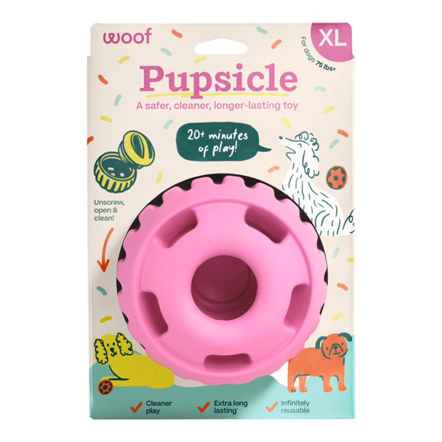 Woof Dog Toy Pupsicle Birthday Pink XLarge