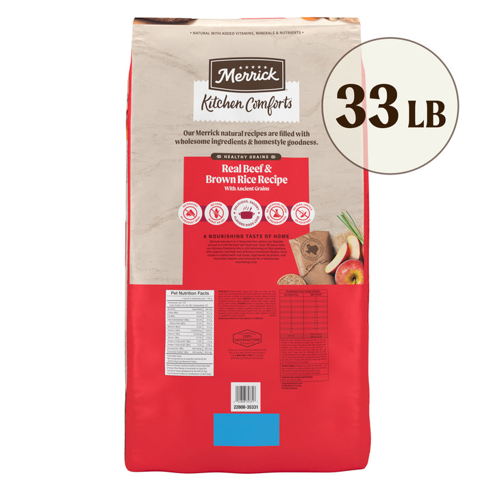 Merrick Classic Healthy Grains Real Beef Recipe 33lb back