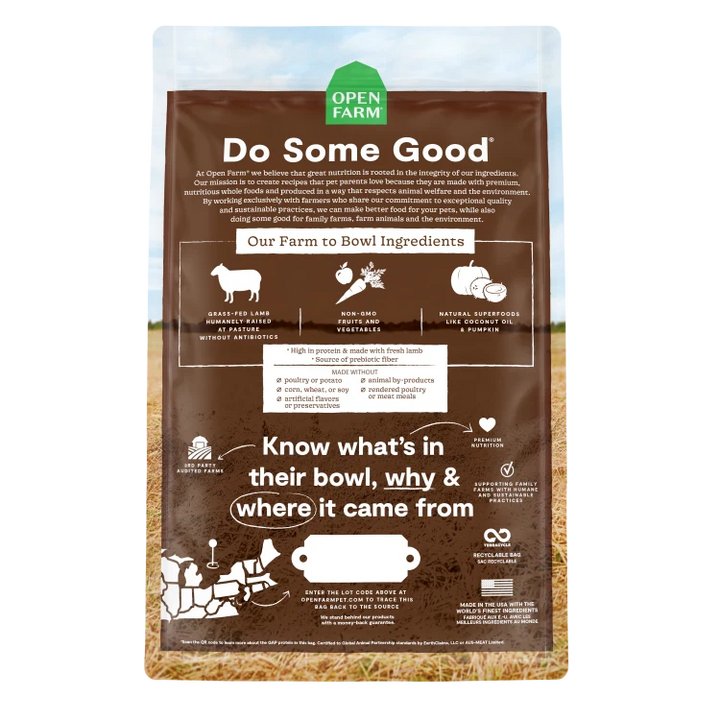 Open Farm Grain Free Pasture Raised Lamb Dog 4 lb