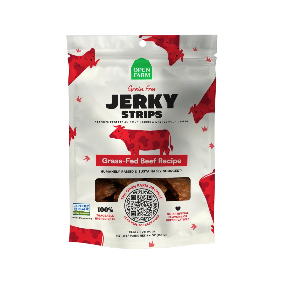Open Farm Dog Treat GF Jerky Strips Beef 5.6 oz