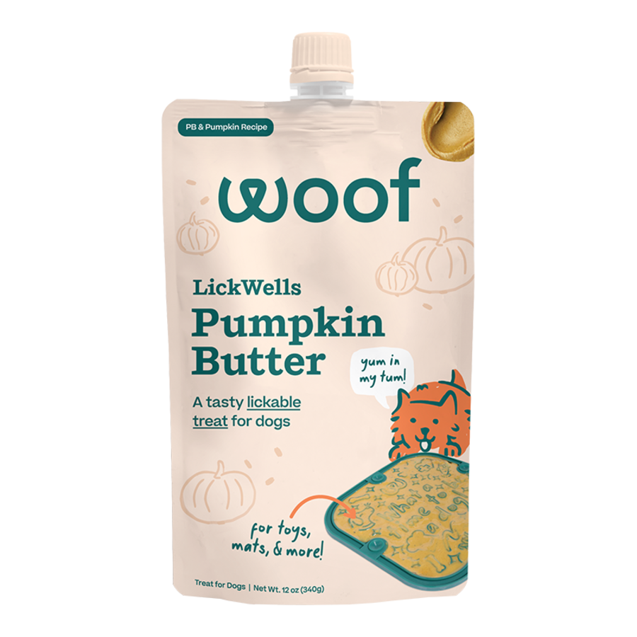 Woof Dog Treat Lickwells PB Pumpkin Butter 12 oz