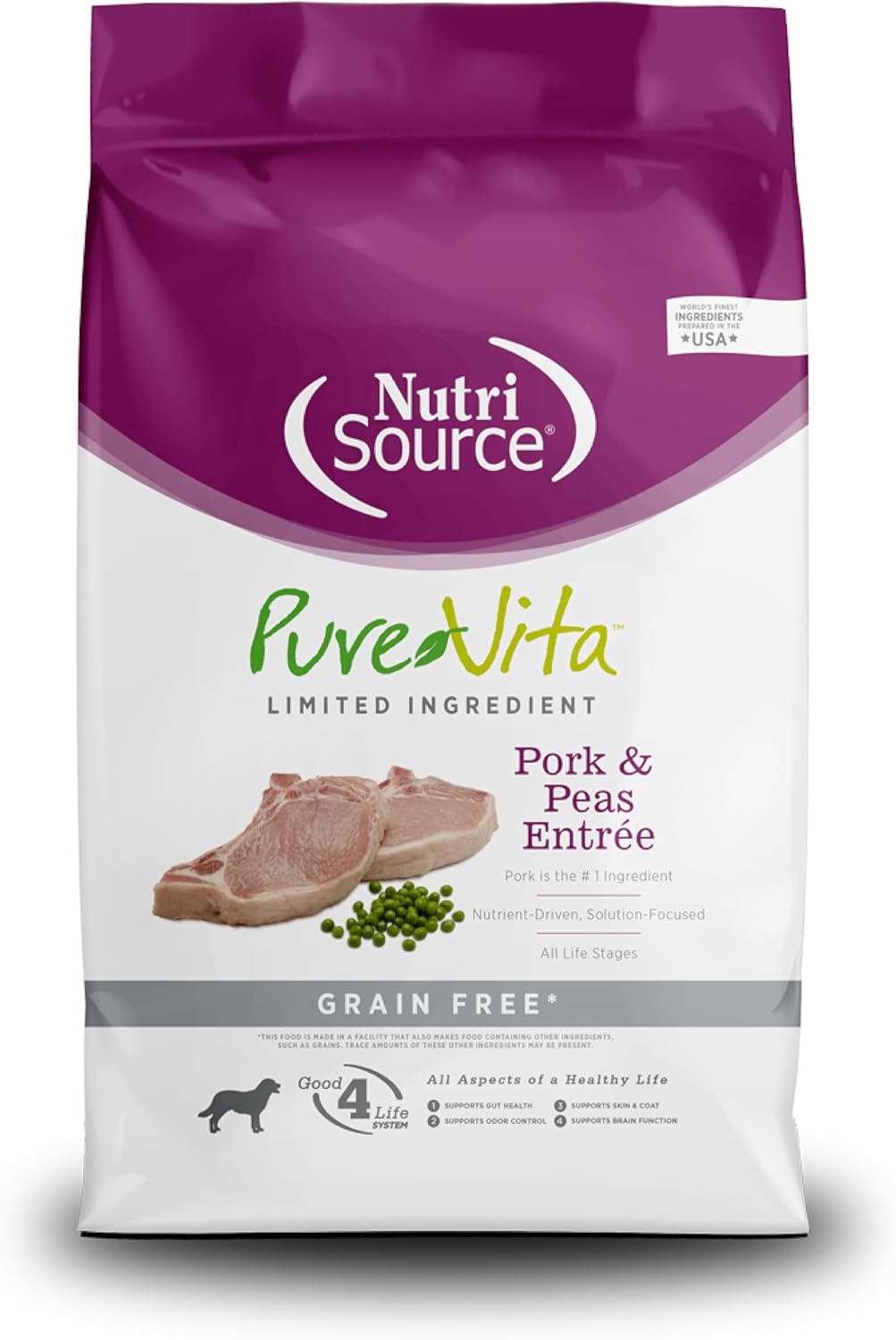 Pure Vita Dog Dry GF Pork Peas 25lb