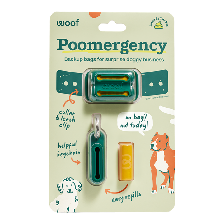 Woof Dog Waste Poomergency Poop Bag Green