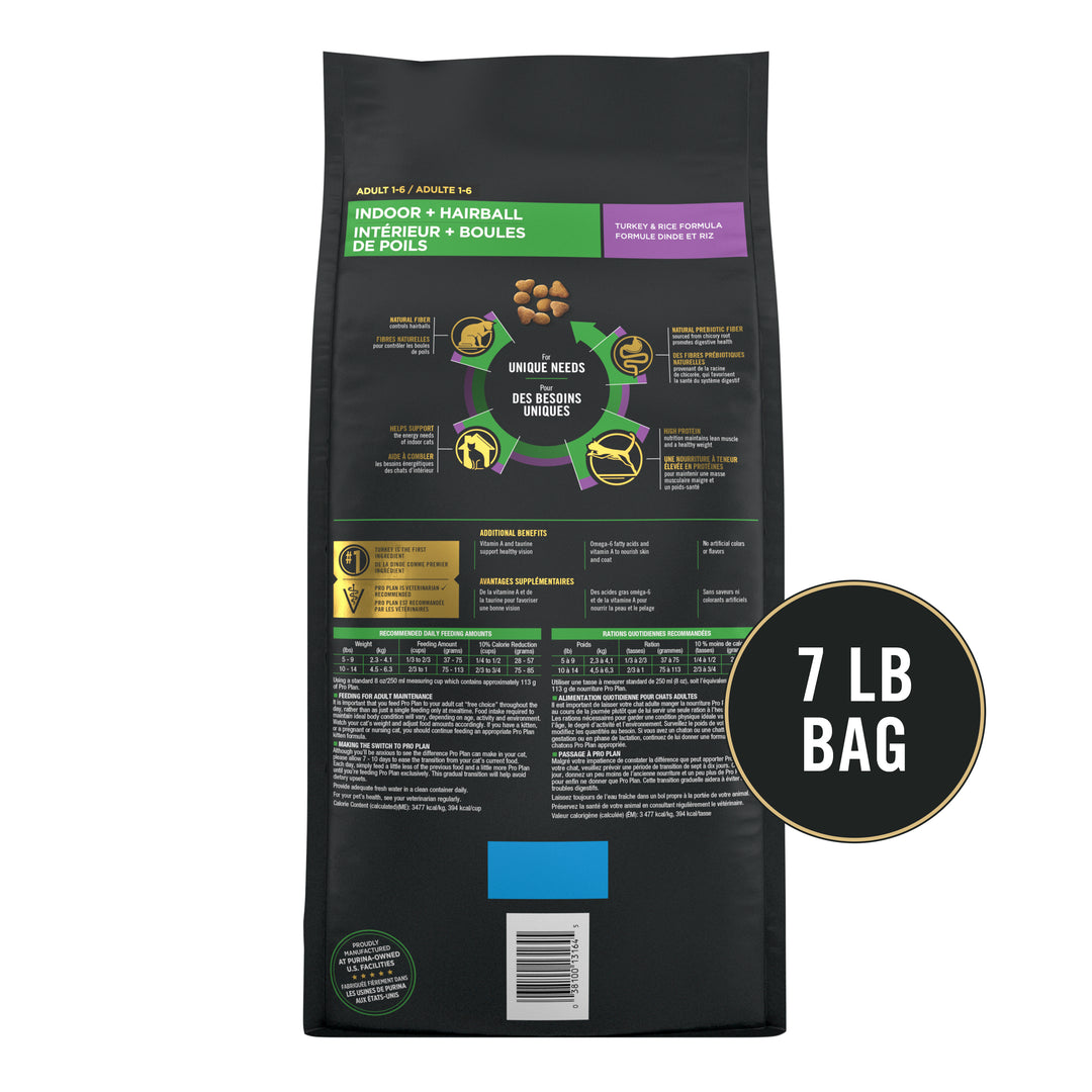 Pro Plan Extra Care Indoor Cat Turkey Rice 7lb back