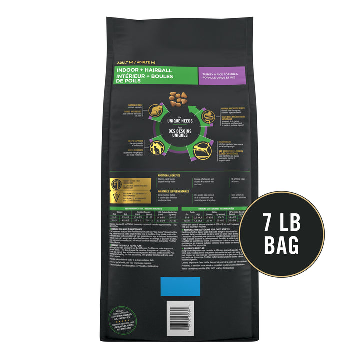 Pro Plan Extra Care Indoor Cat Turkey Rice 7lb back