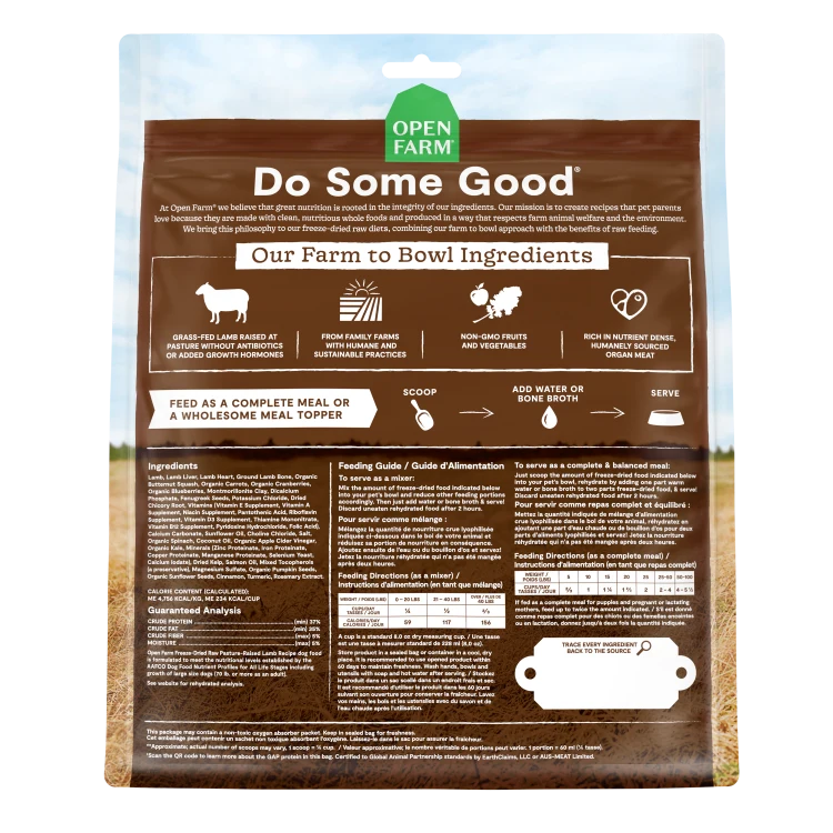 Open Farm PastureRaised Lamb FreezeDried Recipe for Dogs 3.5 oz