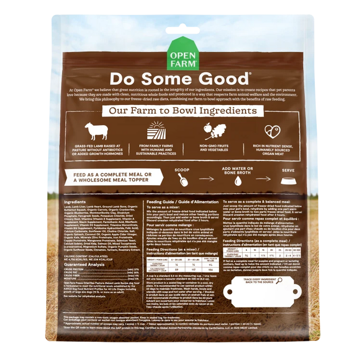 Open Farm PastureRaised Lamb FreezeDried Recipe for Dogs 3.5 oz