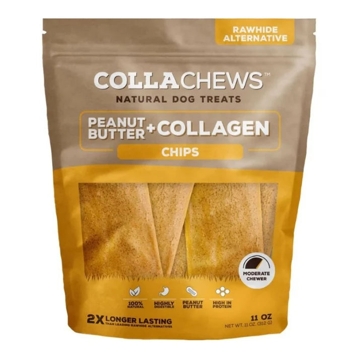 CollaChews 6in Peanut Butter Collagen Rolls 10 Pack Bag