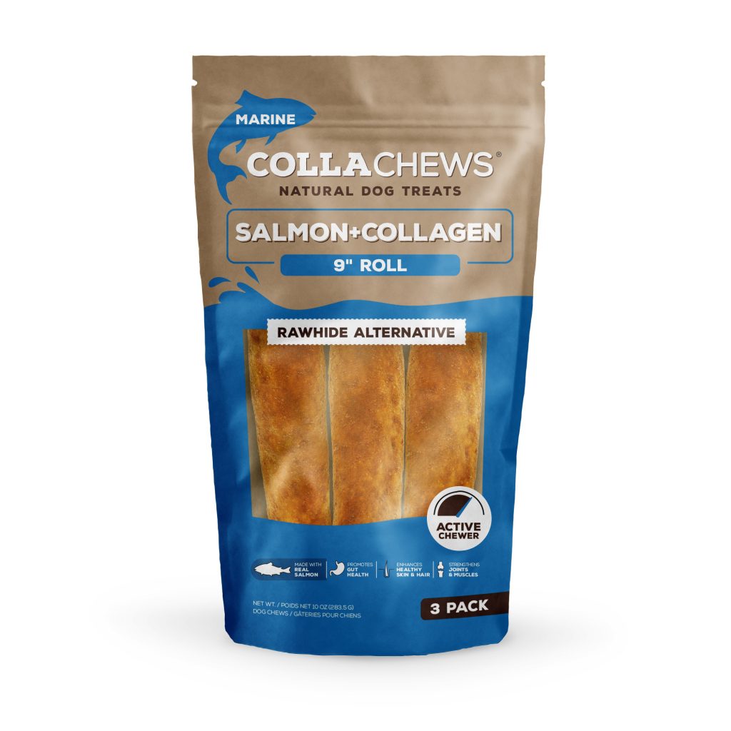 CollaChews 9in Salmon Collagen Rolls 3 Pack Bag