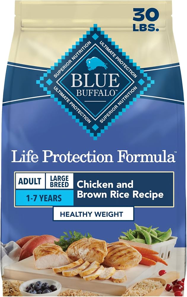 Blue Buffalo Life Protection Formula Healthy Weight Large Breed Adult Dry Dog Food, Natural Ingredients, Chicken &amp; Brown Rice Recipe, 30 lb Bag