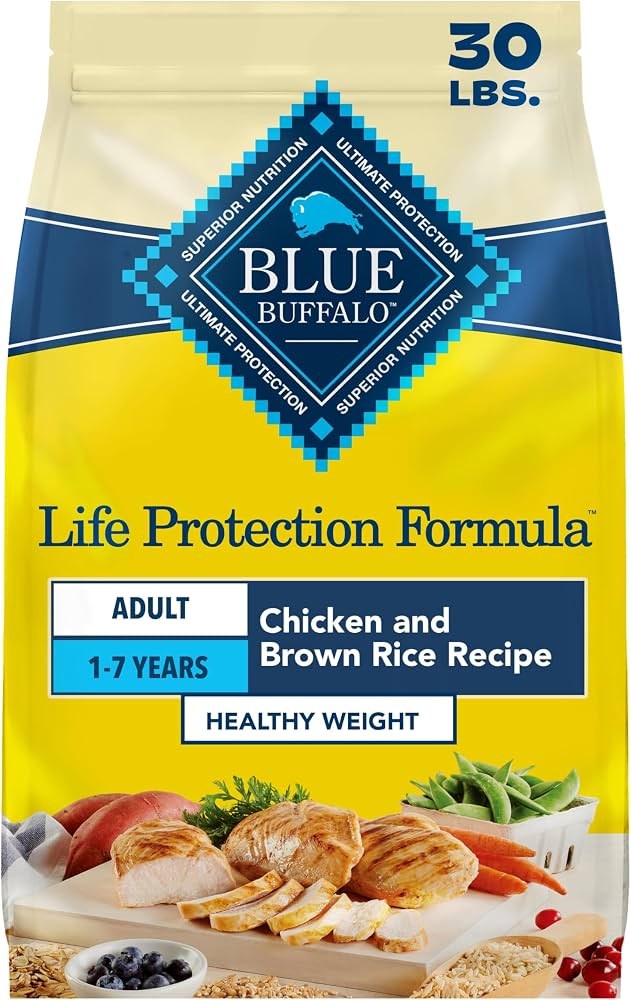 Blue Buffalo Life Protection Formula Healthy Weight Adult Dry Dog Food, Natural Ingredients, Chicken &amp; Brown Rice Recipe, 30 lb Bag