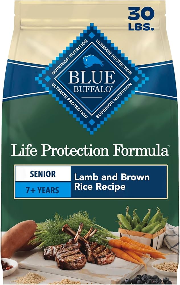 Blue Buffalo Life Protection Formula Senior Dry Dog Food, Natural Ingredients, Lamb &amp; Brown Rice Recipe, 30 lb Bag