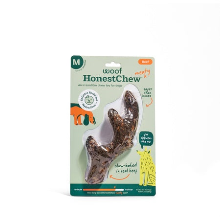 Woof Dog Toy HonestChew Meaty Beef Antler Medium